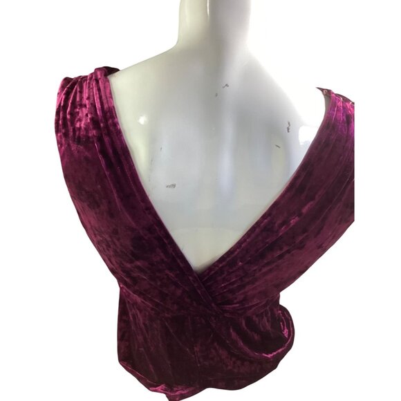 Velvet Burgundy Womens Romper With Cross Front & Cap Sleeves*XL*Sissy*NWOT - Picture 2 of 8